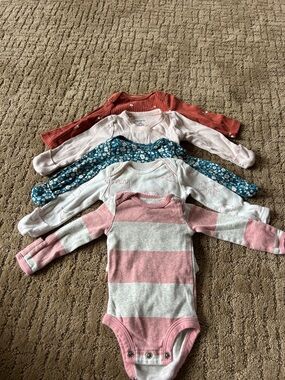 Carter's Pink and White Striped Baby One-Piece Bodysuits (Set of 5)